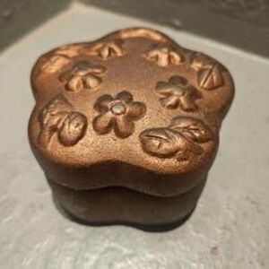 Cast Iron Trinket Box 4" X 2" Floral and Leaf Decorative